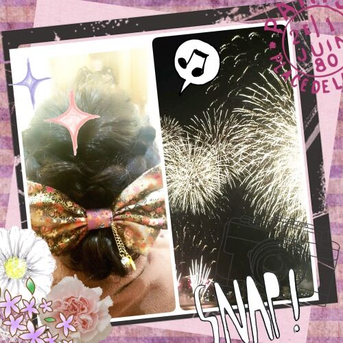 浴衣　花火　ヘアセット